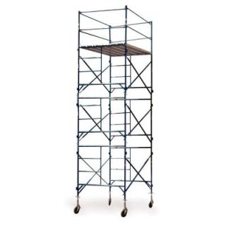 PRO SERIES 16 ft.x7 ft.x5 ft. 3 Story Commercial Grade Rolling Scaffolding Tower with Stem Jacks and Casters 1500 lb. Load Capacity 800586