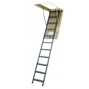 Fakro 66860 Attic Ladder, OWM Series 47 in. x 22 in. 8 ft. 11 in. Metal Basic   300 lbs. Load Capacity