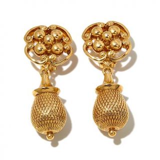 Larisa Barrera "Gilded 24/7" Goldtone Medallion Clip On Drop Earrings   7879938