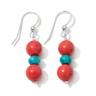 Jay King Pink Coral and Turquoise Drop Earrings   7770248