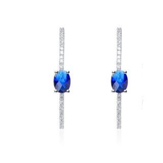 Collette Z Sterling Silver Cubic Zirconia Blue and White Hoop Style