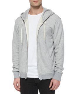 Rag & Bone Full Zip Hooded Sweatshirt, Light Gray