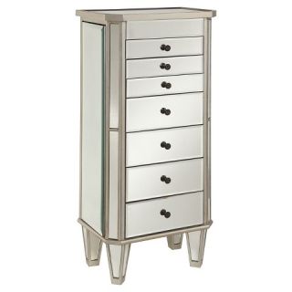 Mirrored Jewelry Armoire with Wood   Silver
