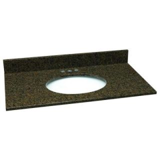Design House 25 in. W Granite Vanity Top in Tropical Brown with White Basin and 4 in. Faucet Spread 553735