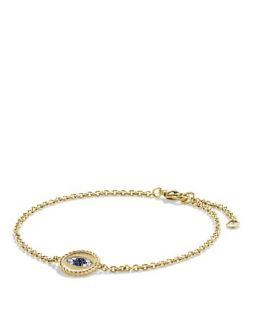 David Yurman Pav Cable Evil Eye Charm with Blue Sapphire, Diamonds & Black Diamonds in Gold