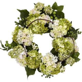 22" Hydrangea Wreath, Cream/Green