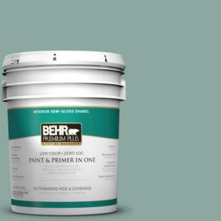 BEHR Premium Plus 5 gal. #S430 4 Green Meets Blue Semi Gloss Enamel Interior Paint 340005