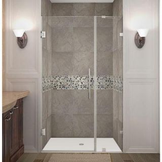 Aston Nautis 37 in. x 72 in. Frameless Hinged Shower Door in Chrome with Clear Glass SDR985 CH 37 10