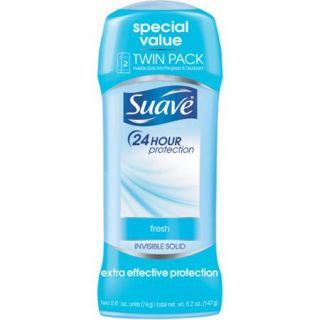 Suave Shower Fresh Antiperspirant Deodorant, 2.6 oz, Twin Pack
