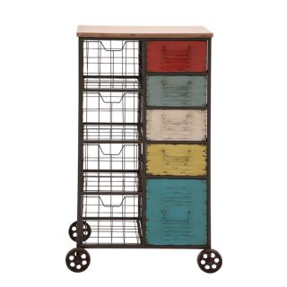 Metal 45 inch Multi colored Wheeled Storage Cart