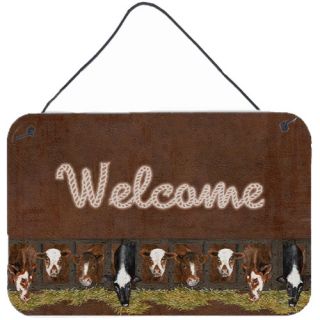 Welcome Mat with Cows Aluminum Hanging Painting Print Plaque