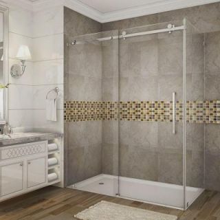 Aston Moselle 60 in. x 35 in. x 75 in. Completely Frameless Sliding Shower Enclosure in Chrome with Clear Glass SEN976 CH 60 10