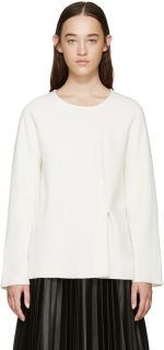 MM6 Maison Margiela: Off White Twill Jersey Pullover