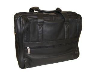 Genuine Leather 16" Expandable Soft Business Briefcase   Black