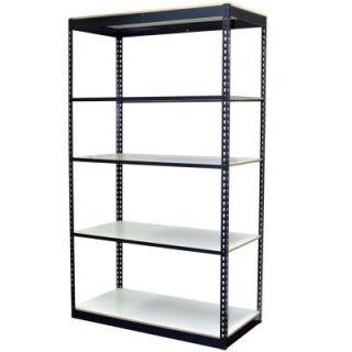 Storage Concepts 84 in. H x 48 in. W x 12 in. D 5 Shelf Steel Boltless Shelving Unit with Low Profile Shelves and Laminate Board Decking P2A5 4812 84L