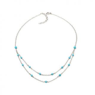 Heritage Gems Princess Turquoise Bead 2 Strand Sterling Silver 18" Necklace   7654810