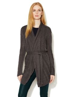 Cotton Cable Knit Belted Cardigan by Inhabit