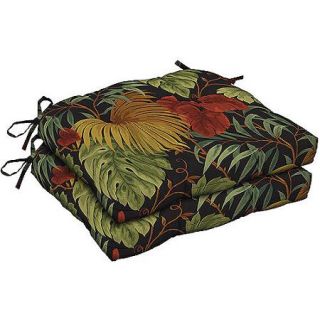 Better Homes and Gardens Outdoor Wicker Seat Cushions, Set of 2, Tropique Raven