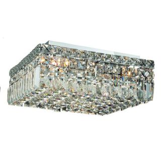 Elegant Lighting Chrome 5 light 14 inch Royal Cut Crystal Clear Flush