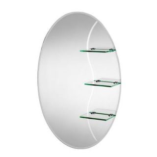 Croydex 20 in. x 30 in. Coniston Beveled Edge Oval Wall Mirror with Shelves and Hang 'N' Lock Easy Hanging System MM700200YW