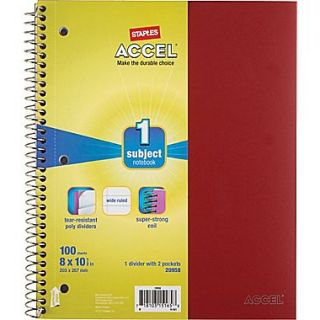 Accel Durable Poly Cover Notebook, Wide Ruled, Red, 8 x 10 1/2, Each (20958M)