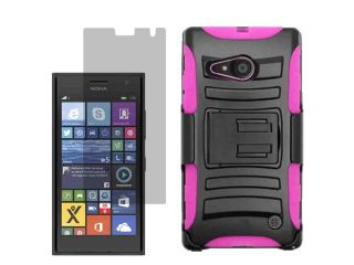 Armor Hard Shell Holster Clip Combo Cover Case For Nokia Lumia 735 LCD Film