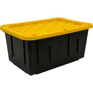 Durabilt by Homz   27 Gallon Tough Tote, Black and Yellow, Set of 4