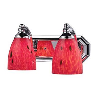 Elk Lighting Vanity 582570 2C FR9 7 x 14 2 Light Vanity, Fire Red Shade