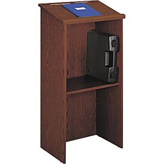 Safco Stand Up Lectern With Adjustable Shelf, Cherry