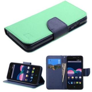 Insten Folio Leather Fabric Cover Case w/stand/card holder For ZTE Obsidian   Teal/Blue