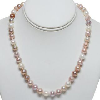 9 10mm Cultured Freshwater Pearl Necklace With 8MM 925 Silver Toggle Clasp