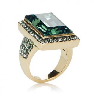 AKKAD "Empress of Glamour" Erinite Color Crystal Emerald Cut Goldtone Pav&eacut   7646579