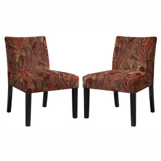 angelo:HOME Bradstreet Soft Velvety Paisley Red Wine Armless Chair