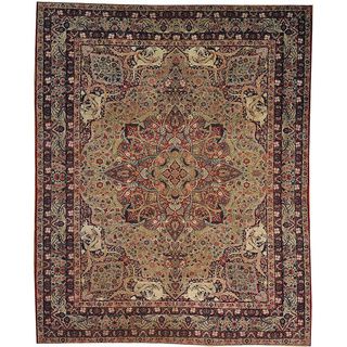 Hand knotted Antique Persian Lavar Kerman 19th Wool Area Rug (112 x