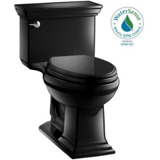 KOHLER Memoirs Comfort Height 1 piece 1.28 GPF Elongated Toilet with AquaPiston Flushing Technology in Black Black K 3813 7