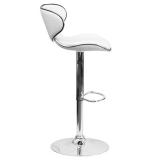 Contemporary Adjustable Height Swivel Bar Stool with Cushion by Flash