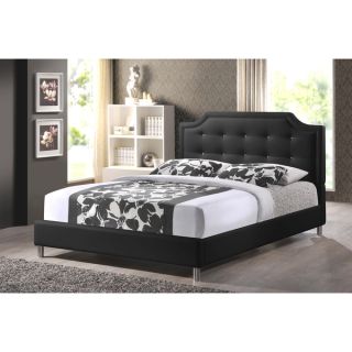 Baxton Studio Carlotta Black Modern Bed with Upholstered Headboard