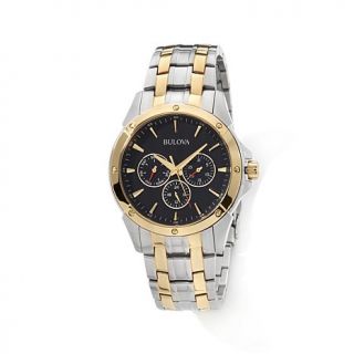 Bulova Men's 2 Tone Stainless Steel Black Dial Chronograph Bracelet Watch   7734855
