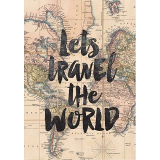 Americanflat Lets Travel The World BW Poster Graphic Art