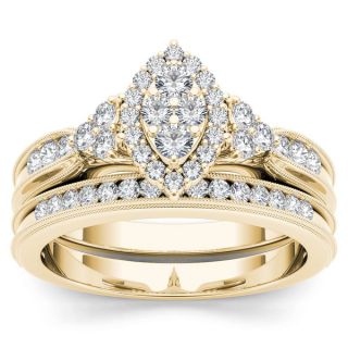 De Couer 10k Yellow Gold 1/2ct TDW Diamond Marquise Framed Halo