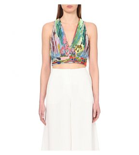 ALICE & OLIVIA   Chia abstract print crop top