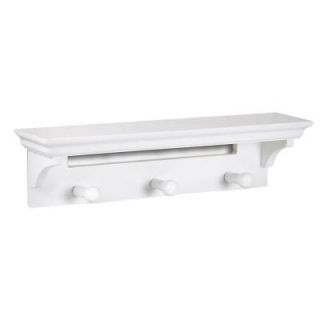 17 in. W x 4 .5 in. D x 4 in. H White MDF Shelf with Pegs 0199144