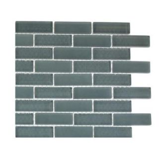 Splashback Tile Contempo Blue Gray Brick Pattern Glass Mosaic Floor and Wall Tile   3 in. x 6 in. x 8 mm Tile Sample L6A8