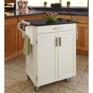 Home Styles Cuisine Kitchen Cart, White with Black Granite Top