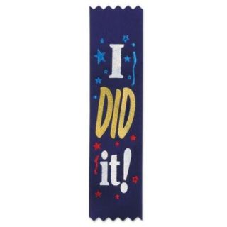 Pack of 30 Blue "I Did It!" School, Sports & Camp Achievement Award Ribbons 6.25"