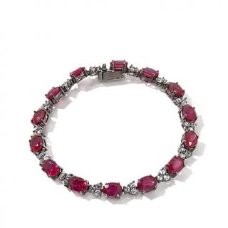 Victoria Wieck Glass Filled Ruby and White Topaz Sterling Silver 6 3/4" Bracele   7797879