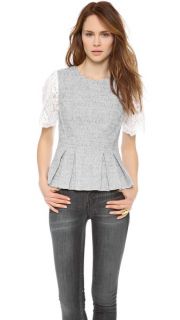 Rebecca Taylor Lace and Tweed Top