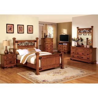 Furniture of America 4 piece Country Style American Oak Bedroom Set