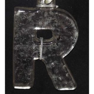 4" Antique Style Speckled Glass Monogram Letter "R" Christmas Ornament