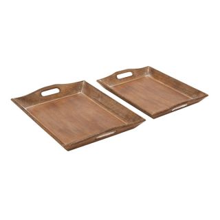 Brown Wooden Trays (Set of 2)